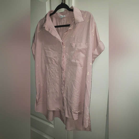 White Birch Button Down Hi/Low Blush Pink Top w/ Bleach Spots 1xl - Picture 3 of 10